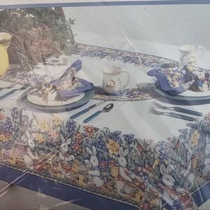 Bardwil Linens Garden Friends 60x102 Oblong Tablecloth Open Box Bunny Garden